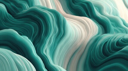 Obraz premium Abstract waves of teal and cream, textured surface