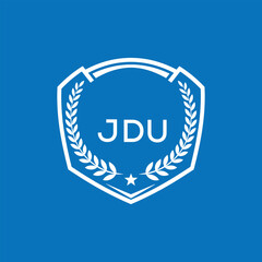 JDU Shield Logo Design JDU Minimal Laurel Wreath and Star Emblem for Sports Corporate JDU Club and Brand Ident.
