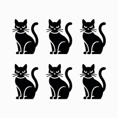 set of cats silhouettes