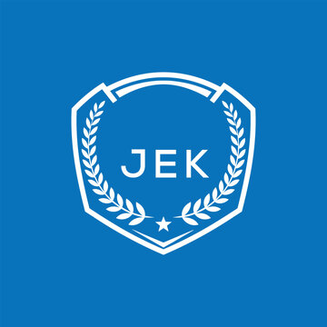 JEK Shield Logo Design JEK Minimal Laurel Wreath and Star Emblem for Sports Corporate JEK Club and Brand Ident.
