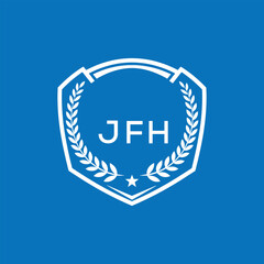 Fototapeta premium JFH Shield Logo Design JFH Minimal Laurel Wreath and Star Emblem for Sports Corporate JFH Club and Brand Ident. 