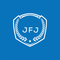 Fototapeta premium JFJ Shield Logo Design JFJ Minimal Laurel Wreath and Star Emblem for Sports Corporate JFJ Club and Brand Ident. 