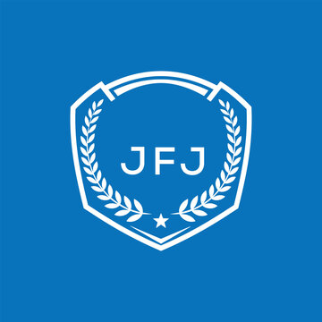 JFJ Shield Logo Design JFJ Minimal Laurel Wreath and Star Emblem for Sports Corporate JFJ Club and Brand Ident.
