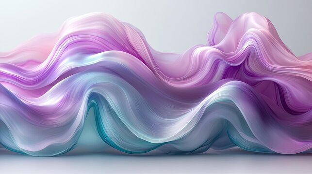 Flowing iridescent waves of smooth pastel colored fabric.