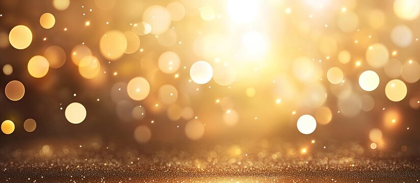 Abstract Golden Bokeh Lights and Glitter Background.