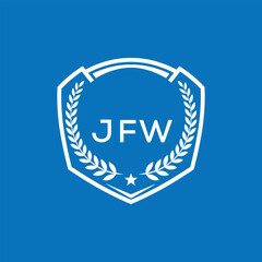 JFW Shield Logo Design JFW Minimal Laurel Wreath and Star Emblem for Sports Corporate JFW Club and Brand Ident.
