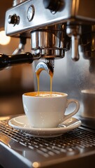 Perfect Espresso Coffee Pour from Professional Machine.