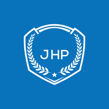 JHP Shield Logo Design JHP Minimal Laurel Wreath and Star Emblem for Sports Corporate JHP Club and Brand Ident.
