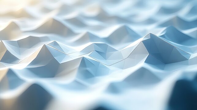 Abstract low poly mountain range with soft light background.
