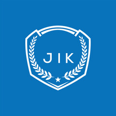 JIK Shield Logo Design JIK Minimal Laurel Wreath and Star Emblem for Sports Corporate JIK Club and Brand Ident.
