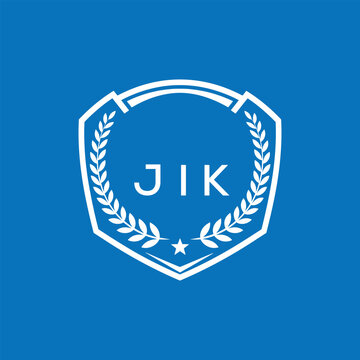 JIK Shield Logo Design JIK Minimal Laurel Wreath and Star Emblem for Sports Corporate JIK Club and Brand Ident.
