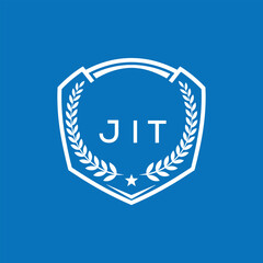 Fototapeta premium JIT Shield Logo Design JIT Minimal Laurel Wreath and Star Emblem for Sports Corporate JIT Club and Brand Ident. 