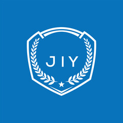 JIY Shield Logo Design JIY Minimal Laurel Wreath and Star Emblem for Sports Corporate JIY Club and Brand Ident.
