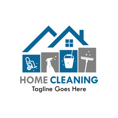 Home cleaning logo template illustration