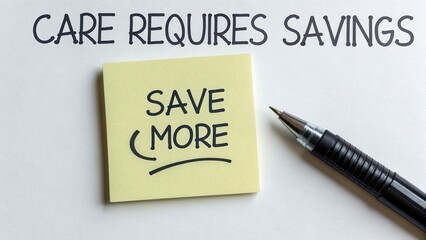 Obraz premium Savings Strategy on Sticky Note with Pen Promotes Care and Financial Awareness for Better Future Planning