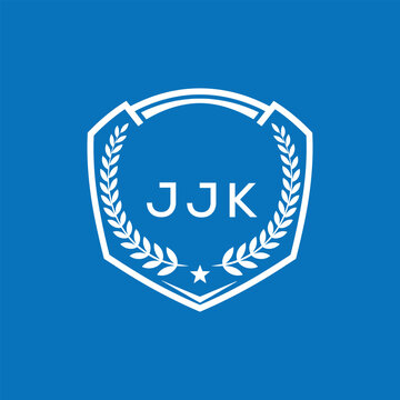 JJK Shield Logo Design JJK Minimal Laurel Wreath and Star Emblem for Sports Corporate JJK Club and Brand Ident.
