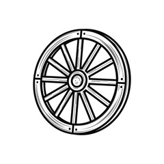 Fototapeta premium Vintage Wooden Wagon Wheel Icon or Emblem