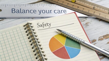 Notebook with Chart and Ruler Illustrating Safety and Care in Educational or Professional Settings