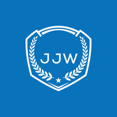 JJW Shield Logo Design JJW Minimal Laurel Wreath and Star Emblem for Sports Corporate JJW Club and Brand Ident.
