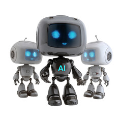 AI Robot Team on Transparent Background