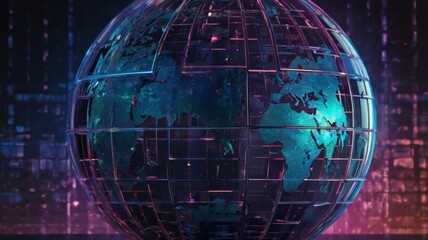 Glowing Digital Globe with Geometric Lines and Abstract Background Illustrating Global Connectivity and Technology Concepts