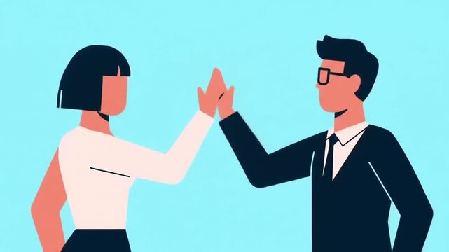 Animated business people high five