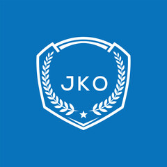 JKO Shield Logo Design JKO Minimal Laurel Wreath and Star Emblem for Sports Corporate JKO Club and Brand Ident.
