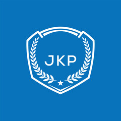 JKP Shield Logo Design JKP Minimal Laurel Wreath and Star Emblem for Sports Corporate JKP Club and Brand Ident.
