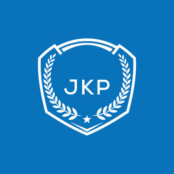 JKP Shield Logo Design JKP Minimal Laurel Wreath and Star Emblem for Sports Corporate JKP Club and Brand Ident.
