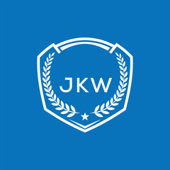 JKW Shield Logo Design JKW Minimal Laurel Wreath and Star Emblem for Sports Corporate JKW Club and Brand Ident.
