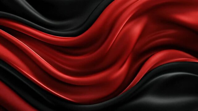 Luxury Red and Black Silk Fabric Folds Background