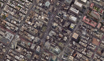 Times Square, New York City: High-Resolution Aerial View of Manhattan's Urban Nexus