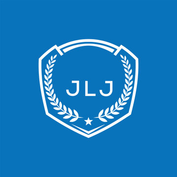 JLJ Shield Logo Design JLJ Minimal Laurel Wreath and Star Emblem for Sports Corporate JLJ Club and Brand Ident.
