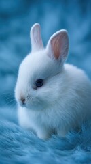 Obraz premium Close up of a white rabbit with blue eyes