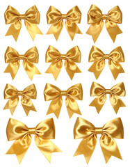 Gold satin bows, various styles