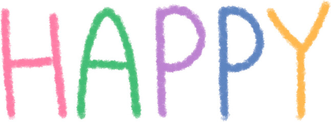 Colorful Hand-drawn HAPPY Lettering Text