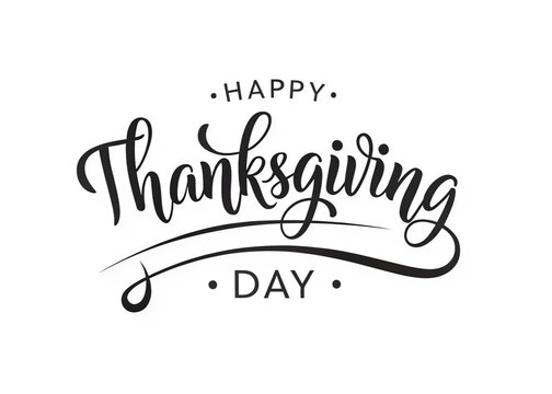Elegant hand lettered calligraphy text happy thanksgiving day with decorative elements isolated on transparent background - Powered by Adobe