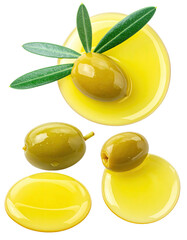 Fresh olives and olive oil, stylized graphic