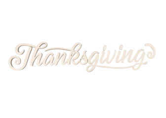 Elegant white cursive script word thanksgiving isolated on transparent background