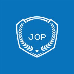 JOP Shield Logo Design JOP Minimal Laurel Wreath and Star Emblem for Sports Corporate JOP Club and Brand Ident.
