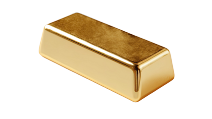 a solid gold bar sits prominently isolated on white background