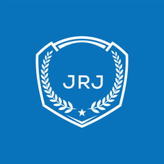 JRJ Shield Logo Design JRJ Minimal Laurel Wreath and Star Emblem for Sports Corporate JRJ Club and Brand Ident.

