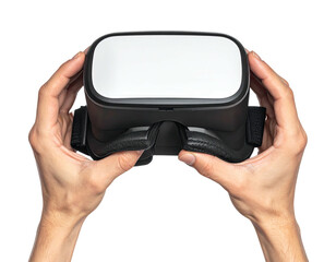 VR headset held by hands