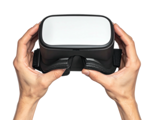 VR headset held by hands