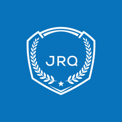 Fototapeta premium JRQ Shield Logo Design JRQ Minimal Laurel Wreath and Star Emblem for Sports Corporate JRQ Club and Brand Ident. 