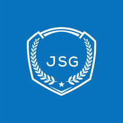 JSG Shield Logo Design JSG Minimal Laurel Wreath and Star Emblem for Sports Corporate JSG Club and Brand Ident.
