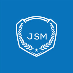 JSM Shield Logo Design JSM Minimal Laurel Wreath and Star Emblem for Sports Corporate JSM Club and Brand Ident.
