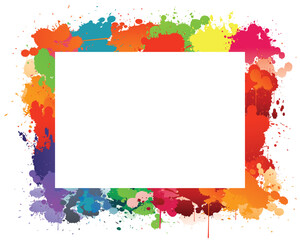 Colorful Paint Splatter Frame Background with White Space for Text or Design