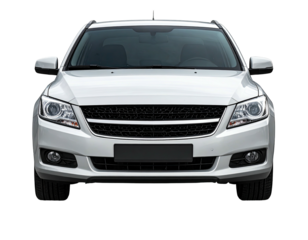 Front view of a light gray car.  Modern, clean design.  Dark grille.  Clear windows.  SUV style