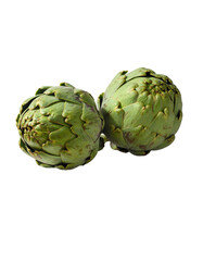 Obraz premium Two fresh artichokes, vibrant light green, close-up